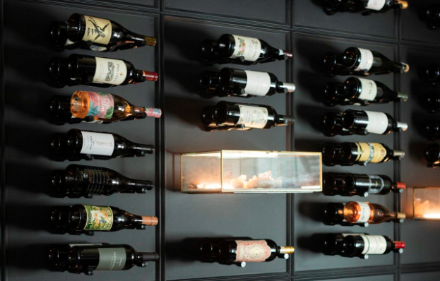 Wine Wall - Wine bottles hanging on wall
